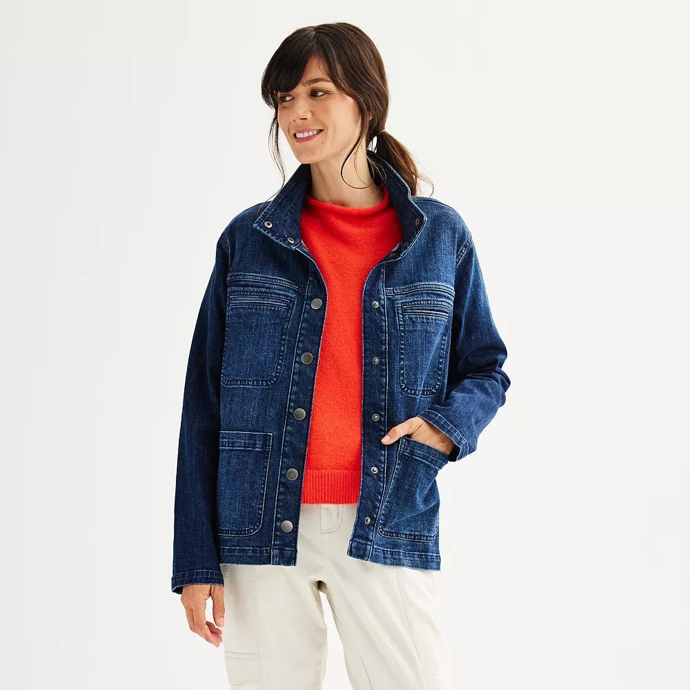 Women's Sonoma Goods For Life® Denim Barn Jacket, Size: Medium, Dark Blue Product Image