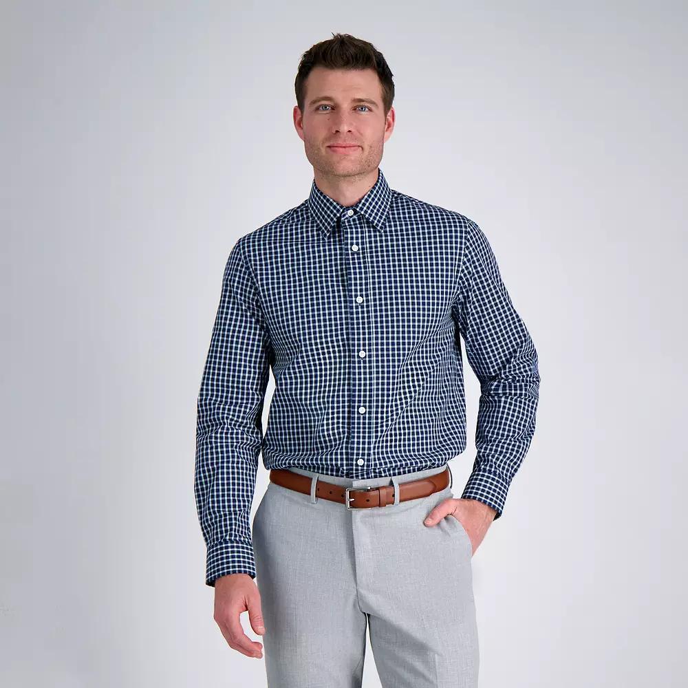 Men's Haggar® Premium Performance Slim Fit Dress Shirt, Size: 14.5-32/33, Blue Check Product Image