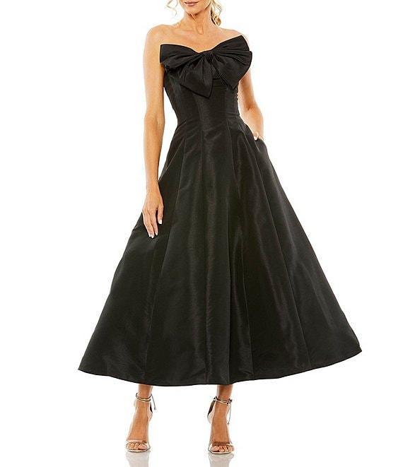 Mac Duggal Satin Strapless Bow Bodice A-line Ball Gown Product Image