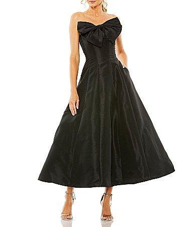 Mac Duggal Satin Strapless Bow Bodice A-line Ball Gown Product Image