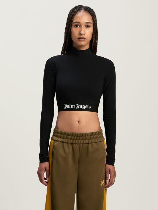Sport cropped mock top with logo band Product Image