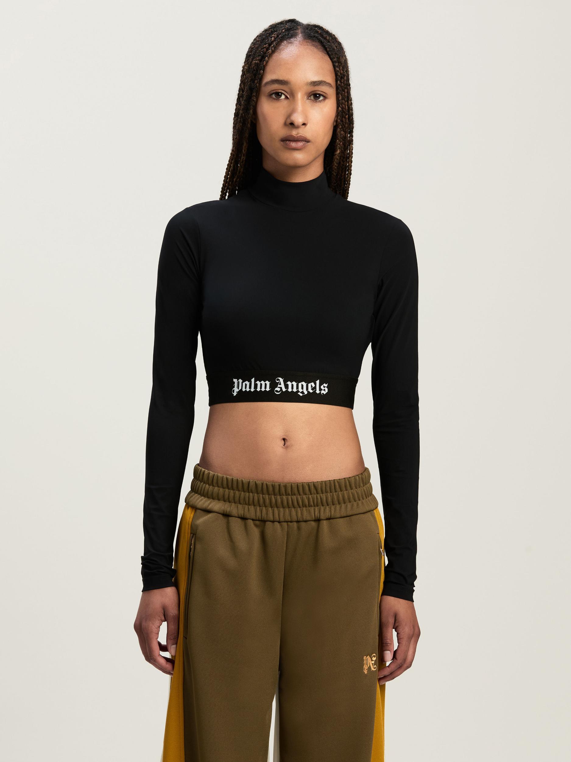 Sport cropped mock top with logo band Product Image