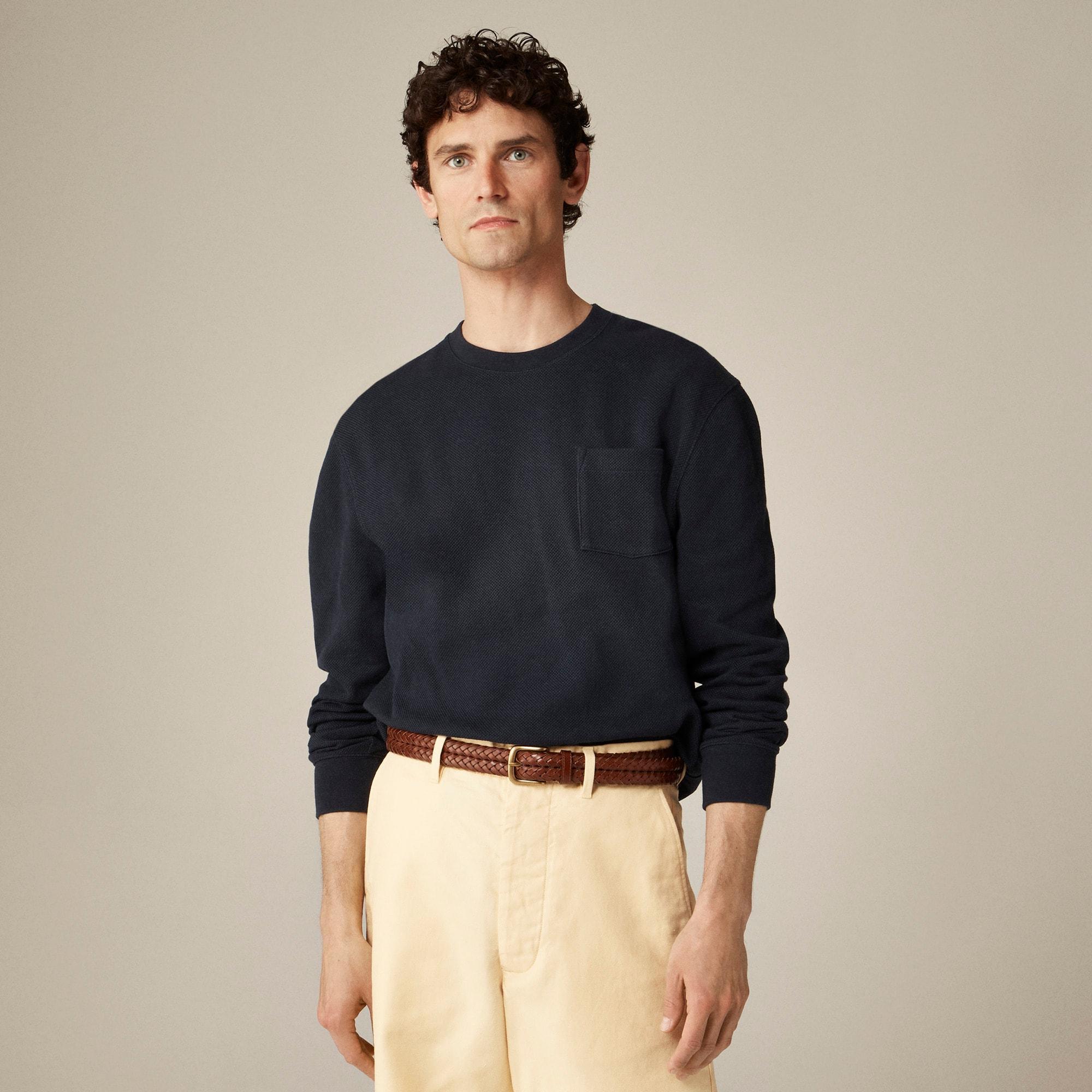 Long-sleeve macropiqué cotton T-shirt Product Image