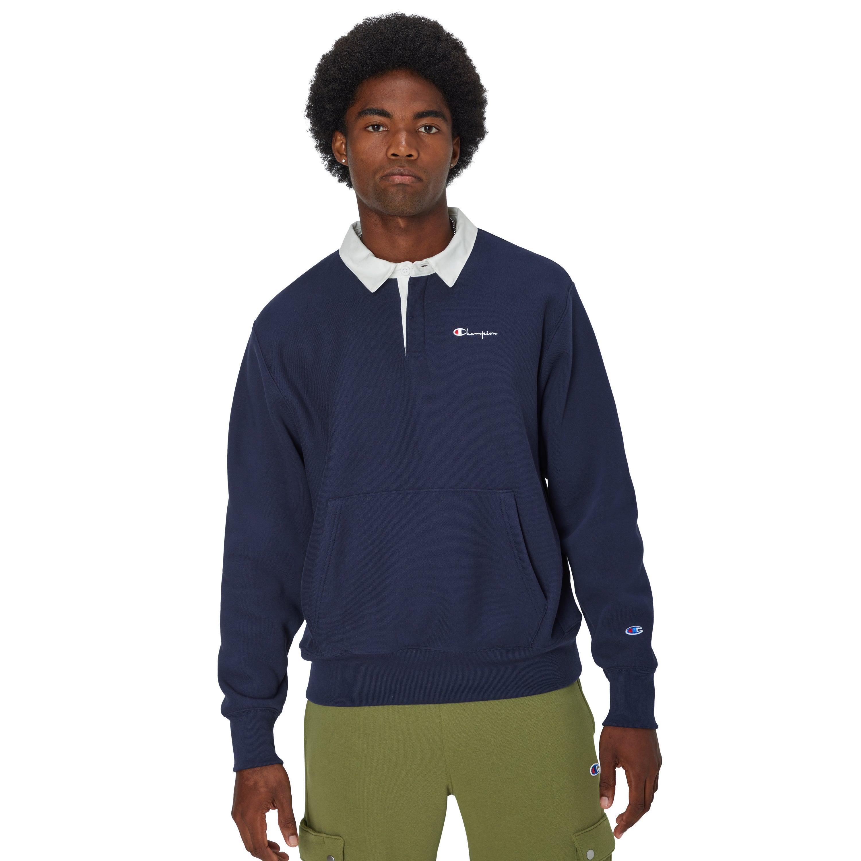 Mens Champion Reverse Weave Rugby Sweatshirt Black M Product Image