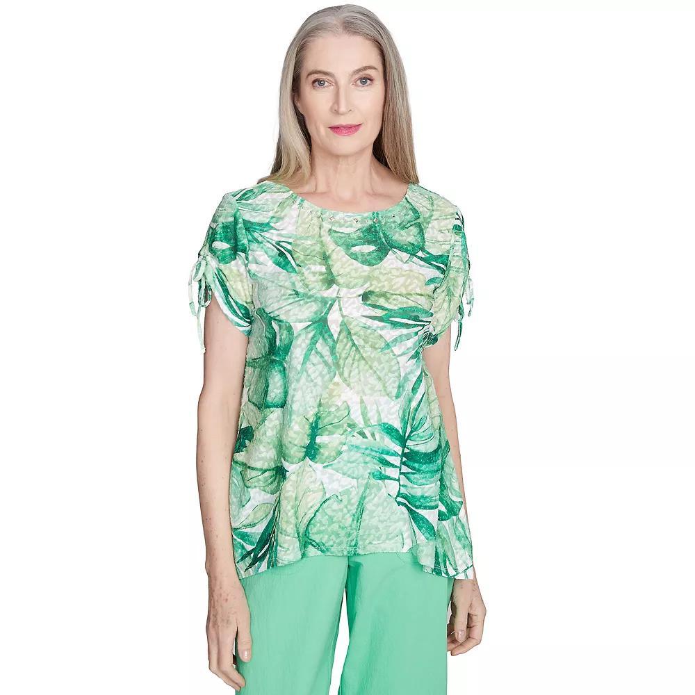 Women's Monotone Tropical Leaf Tee, Size: Large, Green Product Image