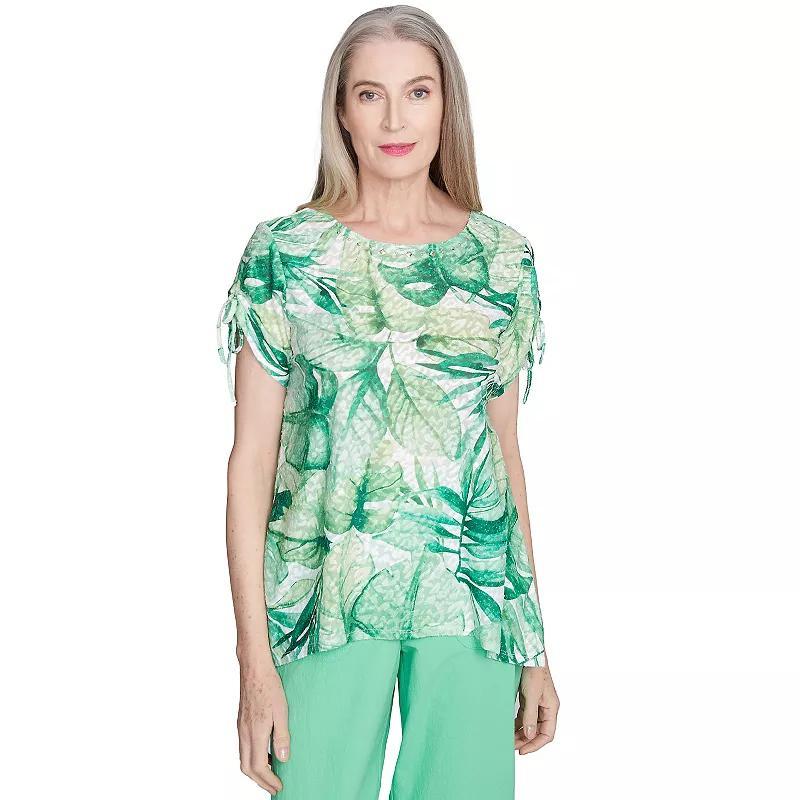 Women's Monotone Tropical Leaf Tee, Size: Large, Green Product Image