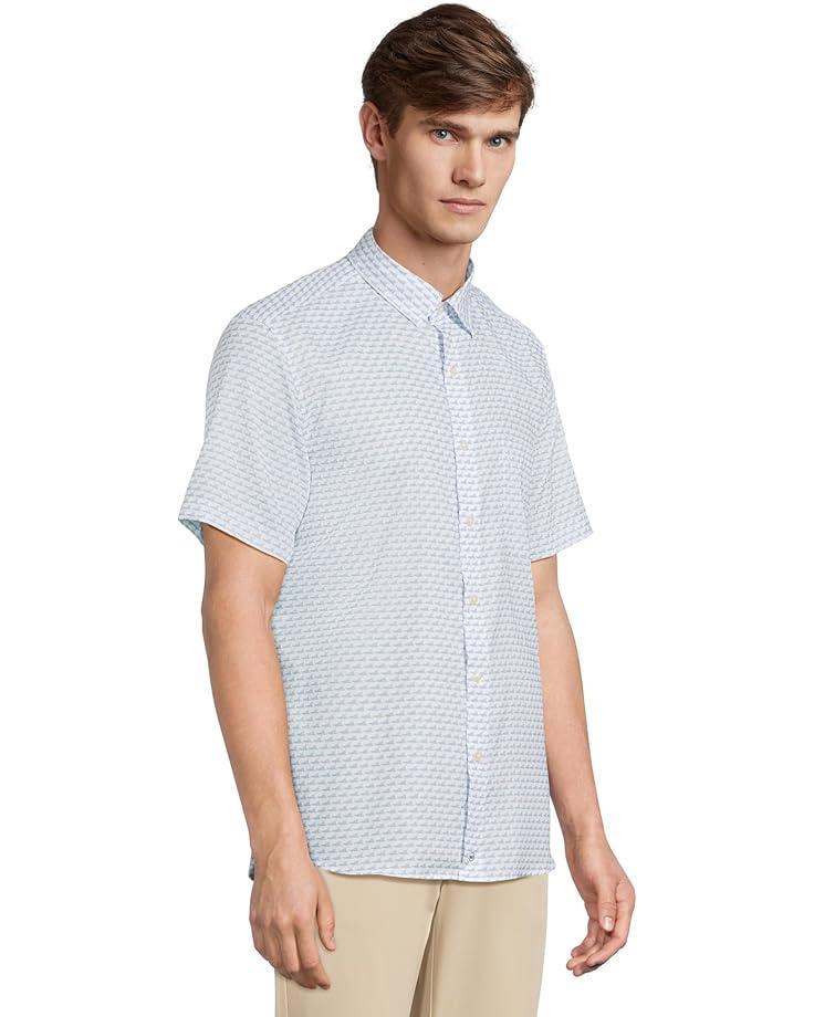Short Sleeve Regular Fit Linen Casual Button-Down Shirt with Front Pocket Product Image