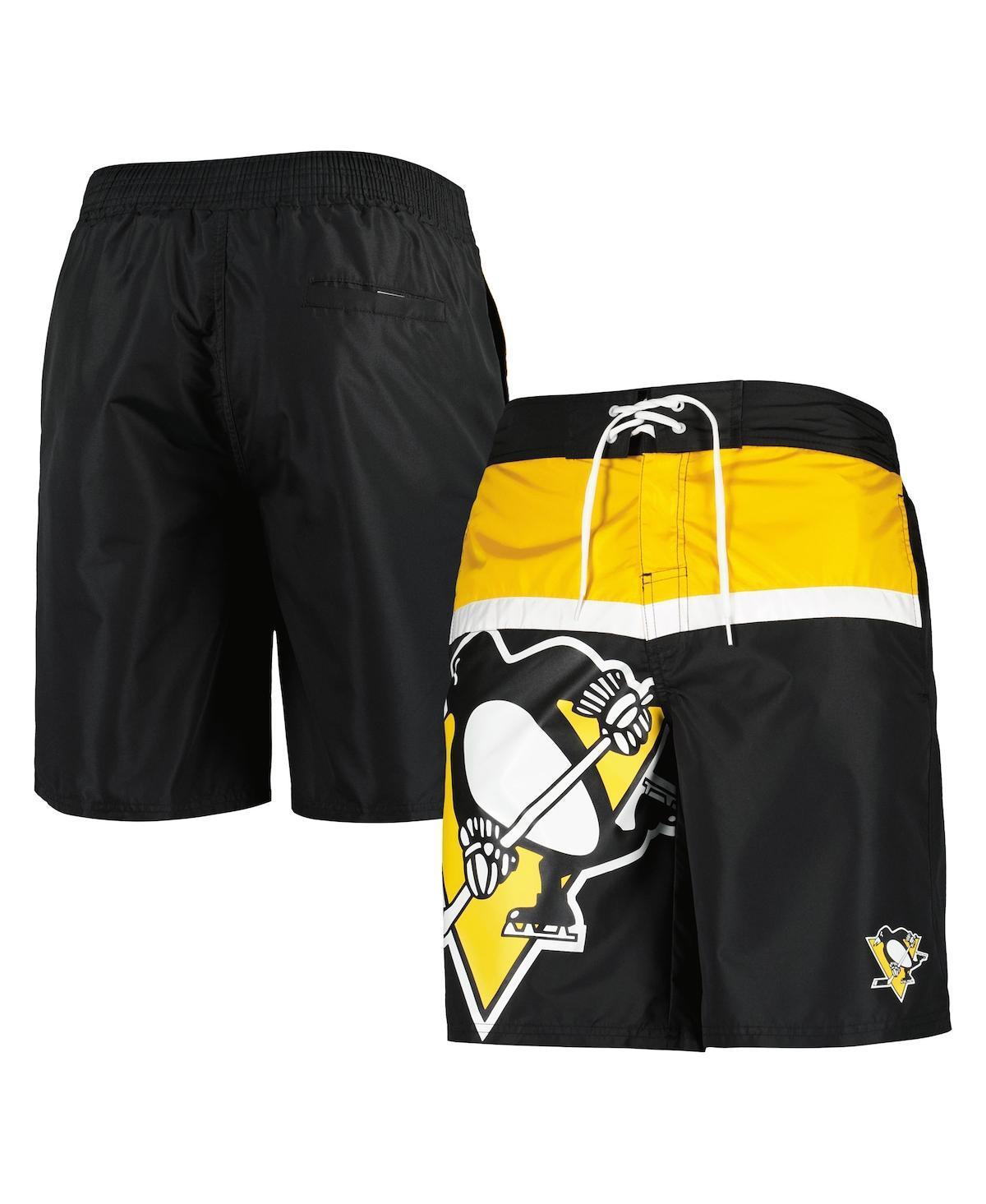 Men's Starter Black Pittsburgh Penguins Sea Wind Swim Trunks, Size: Small Product Image