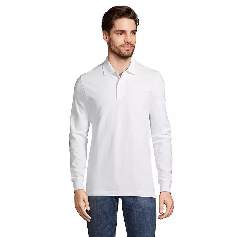 Big & Tall Lands End Long Sleeve Comfort-First Mesh Polo, Mens Evening Blue Product Image