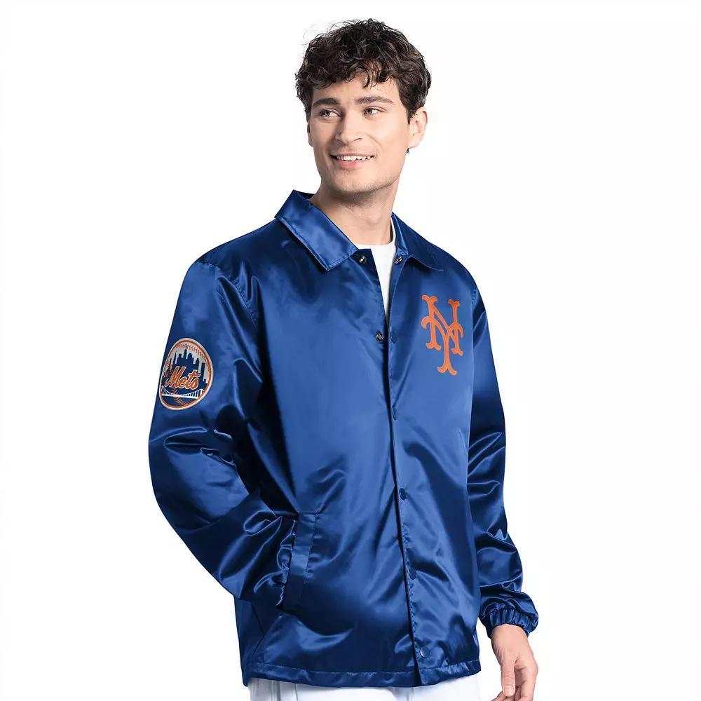 Men's Starter  Navy New York Yankees Cooperstown Collection Point Man Full-Snap Coaches Jacket, Size: 5XL, Blue Product Image