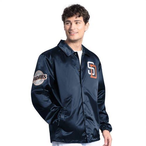 Men's Starter  Navy New York Yankees Cooperstown Collection Point Man Full-Snap Coaches Jacket, Size: 5XL, Blue Product Image