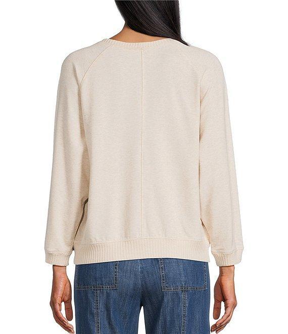 Nurture Petite Knit Crew Neck 3/4 Sleeve Embroidered Top Product Image