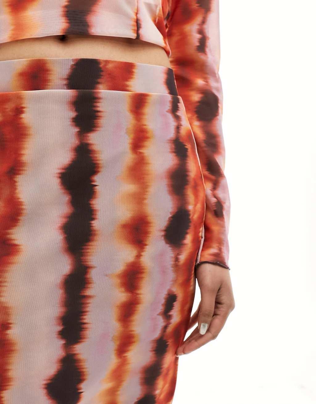 Pieces tie dye jersey midi skirt Product Image