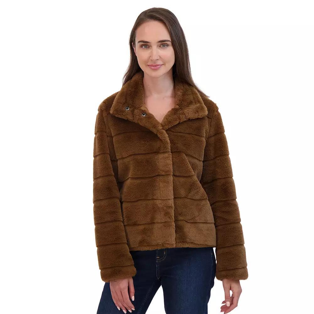 Women's Sebby Collection Faux Fur Jacket, Size: Large, Mink Product Image