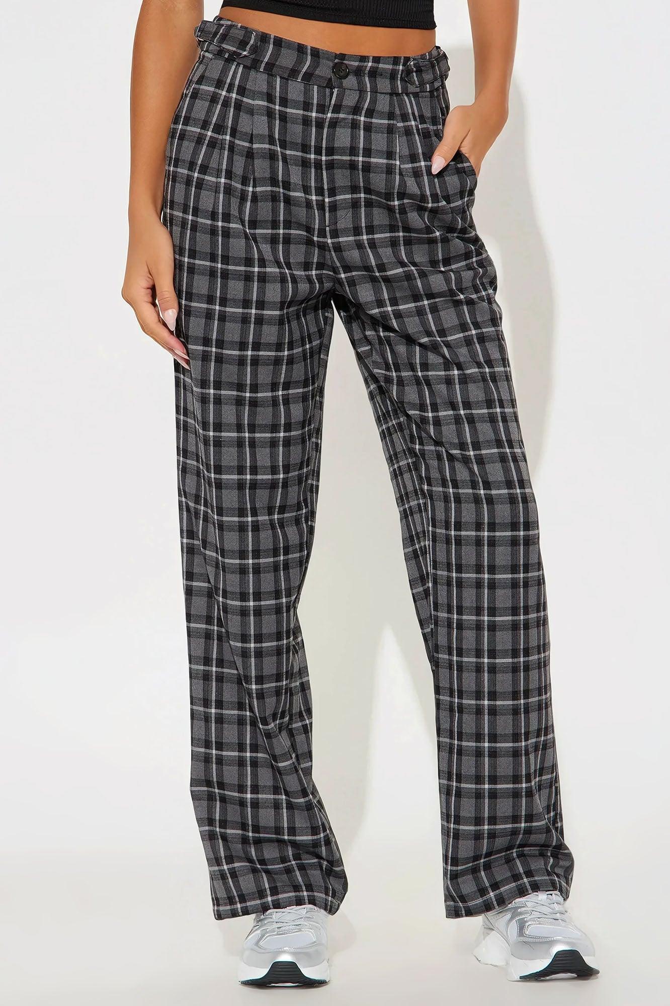 Amy Plaid Wide Leg Trouser - Black/combo Product Image