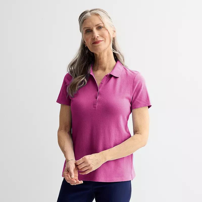 Womens Croft & Barrow Essential Polo Pink Daisy Product Image