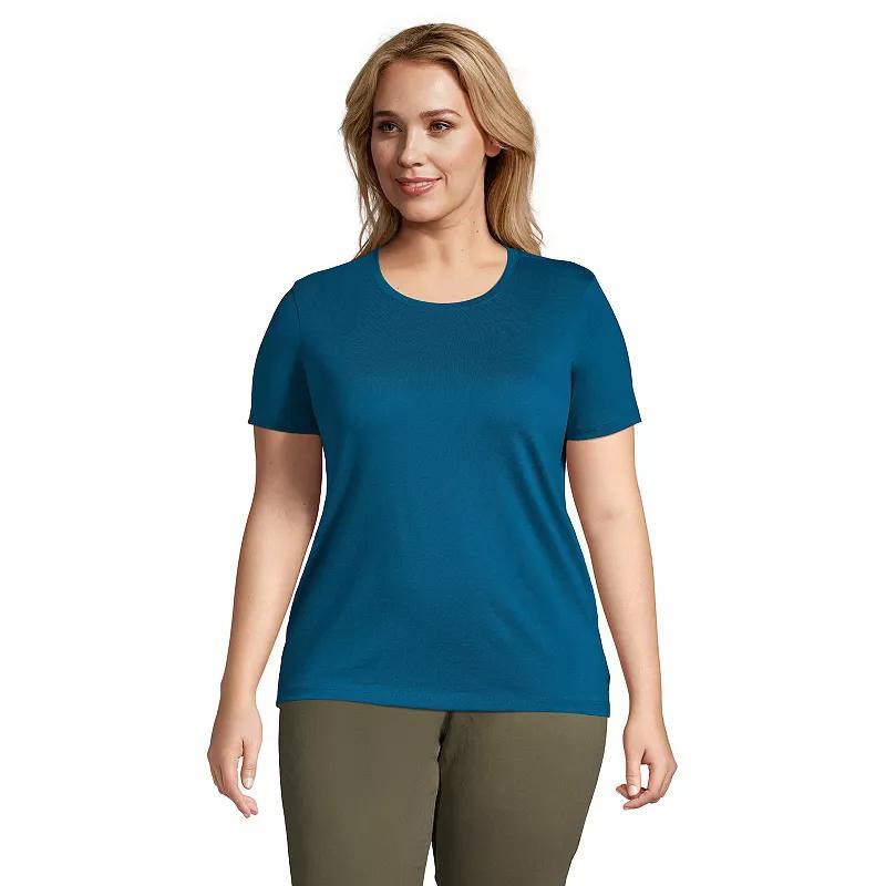 Plus Size Lands' End Relaxed Supima Cotton Crewneck Tee, Women's, Size: 1XL, Pale Yellow Product Image