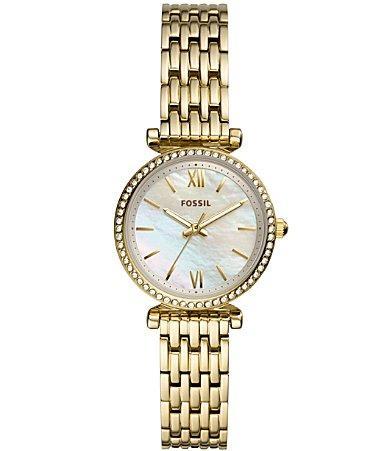 Fossil Carlie Mini Three-Hand White Mother of Pearl Dial Stainless Steel Watch Product Image
