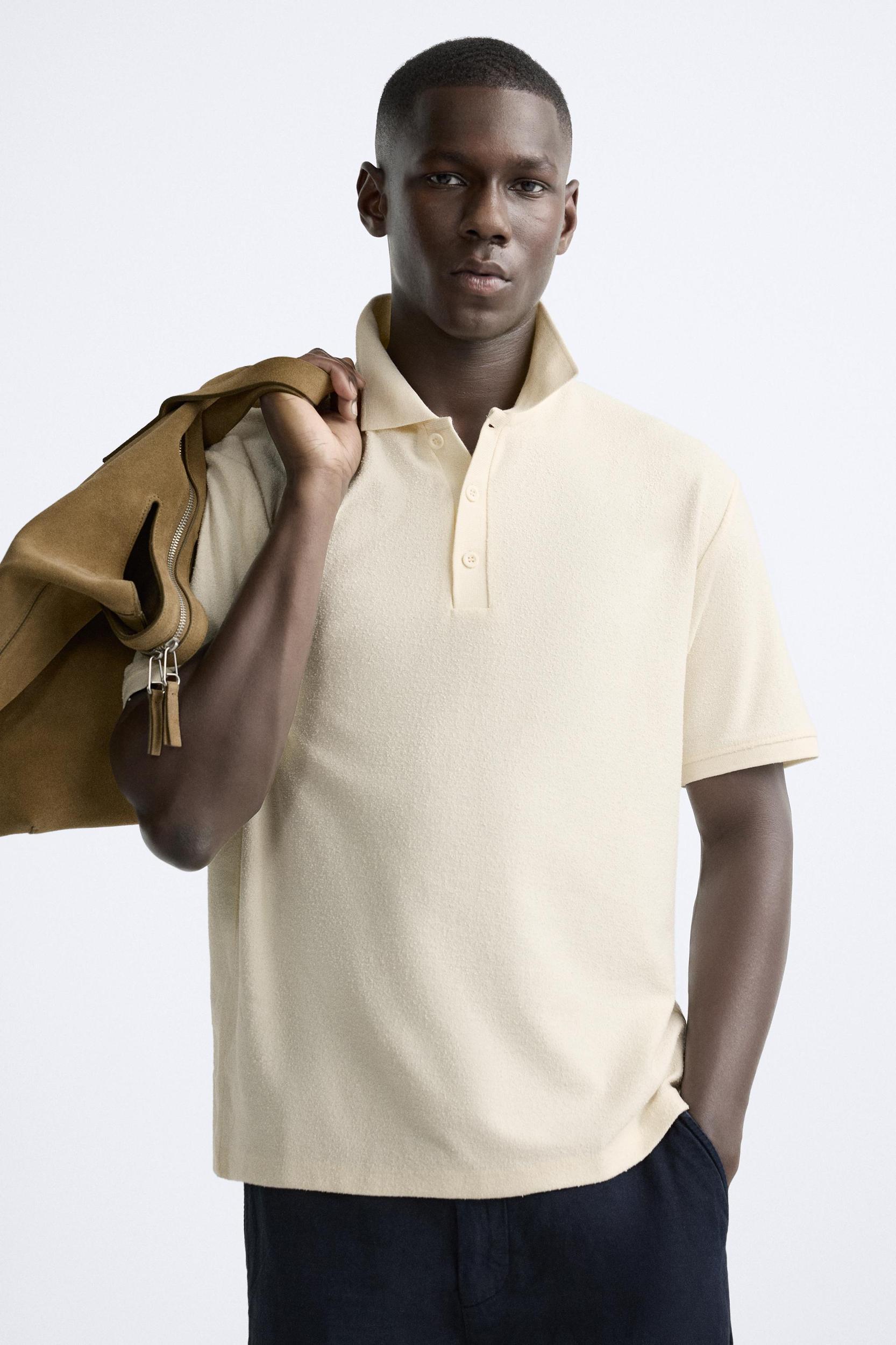 TEXTURED BOUCLÉ POLO SHIRT Product Image