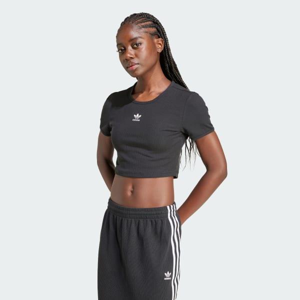 adidas Essentials Ribbed Tee White XS Womens Product Image