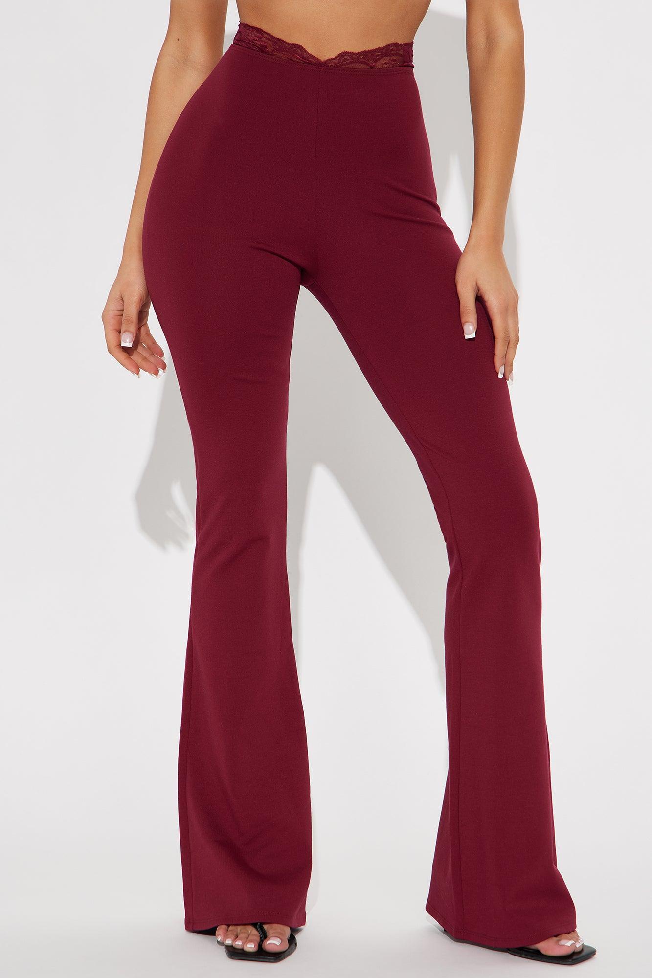 Playing Fair V Waist Flare Pant - Burgundy Product Image