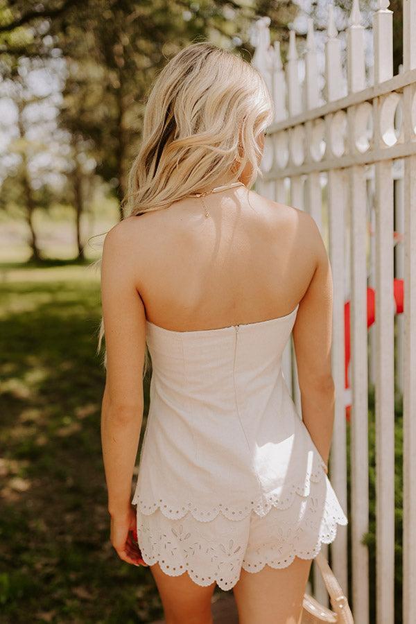 Capri Courtyard Linen-Blend Eyelet Top Product Image
