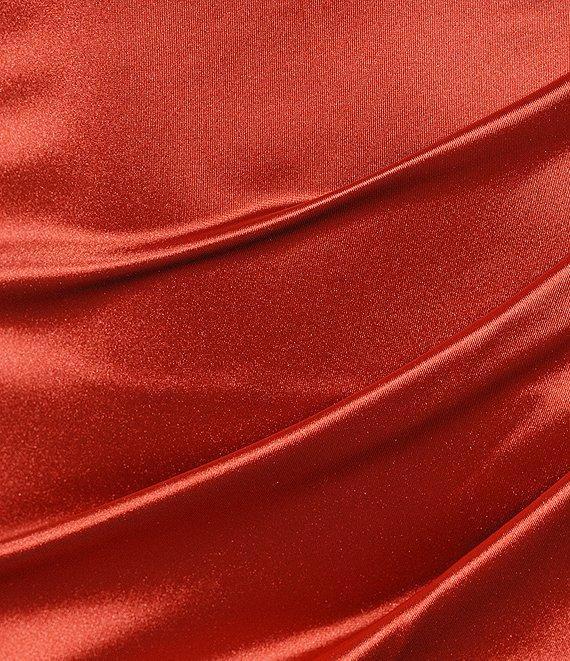 Honey and Rosie Royal Sateen Halter Plunge V-Neck Cummerbund Inspired Waist Midi Dress Product Image