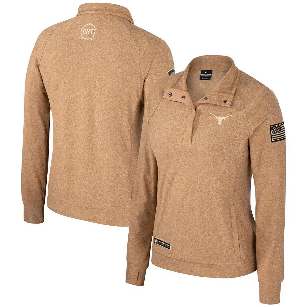 Women's Colosseum Tan Nebraska Huskers OHT Military Appreciation Sand Tatum Quarter-Snap Raglan Jacket, Size: 2XL, Team Product Image