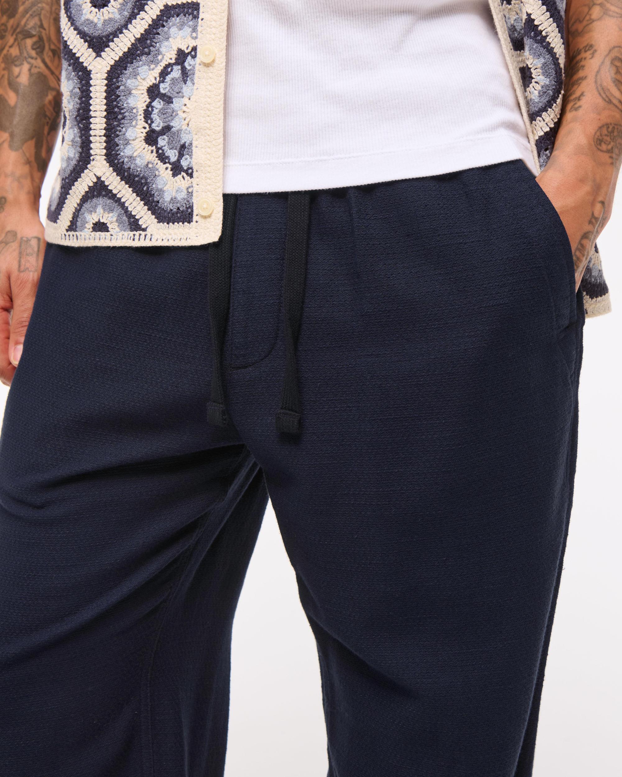 Baggy Cotton Textured Pull-On Pant Product Image