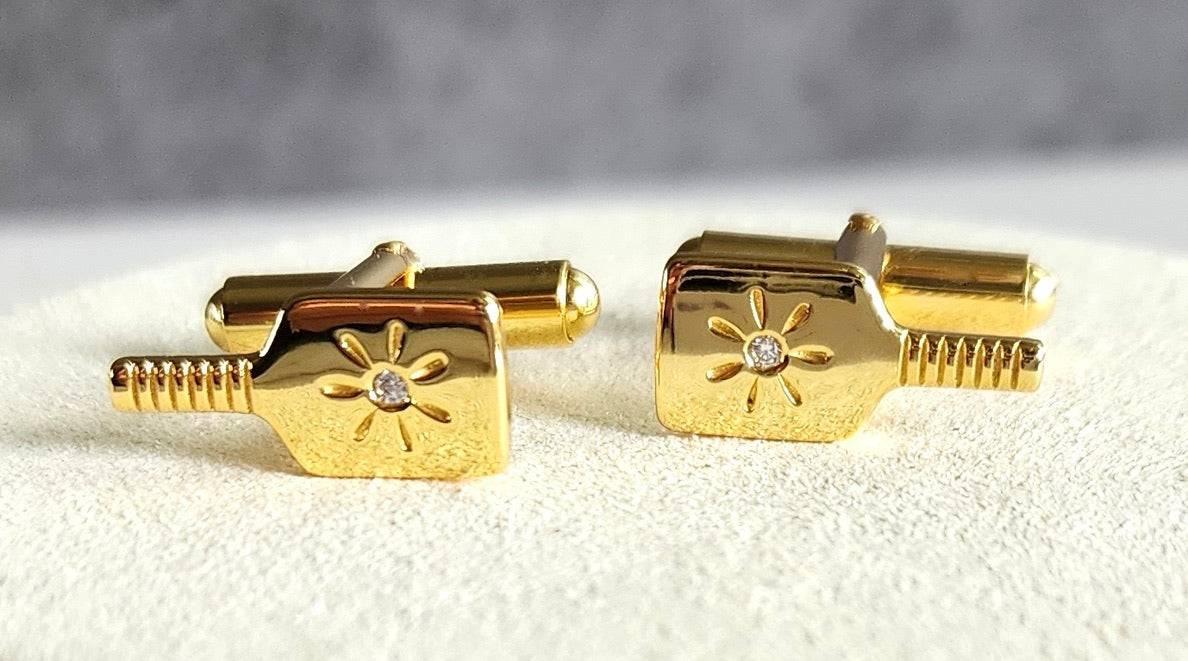 Pickleball Cuff Links Gold Paddle Male Product Image