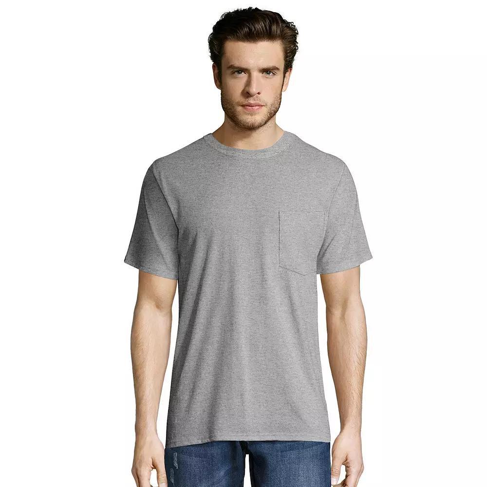 Big & Tall Hanes® Workwear 2-pack X-Temp Fresh IQ Crewneck Pocket Tees, Men's, Size: XXL, Light Silver Product Image