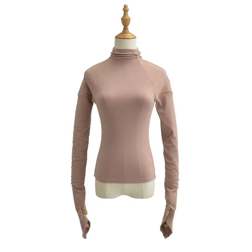 Long-Sleeve Turtleneck Plain Top Product Image