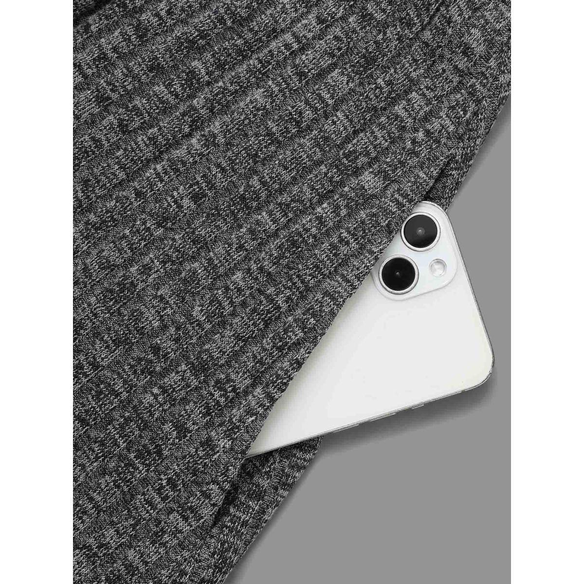 Plus Size Crew Neck Rib Knit Button Detail Dress DimGray Women Casual Texture Knit Dresses Bloomchic 14-16/1X Product Image