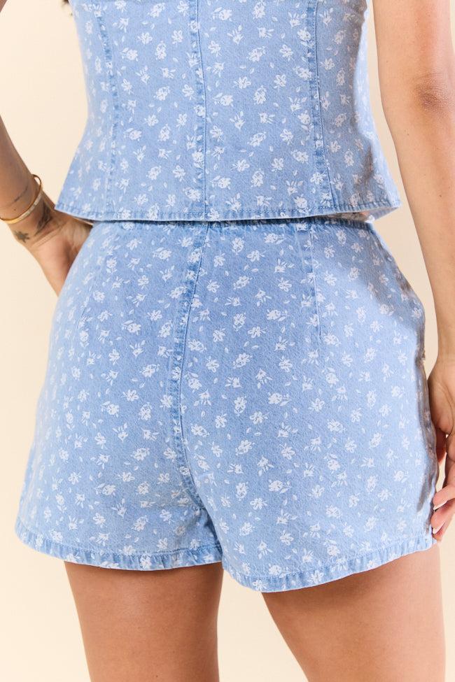 Make It Your Own Denim Floral Shorts Product Image