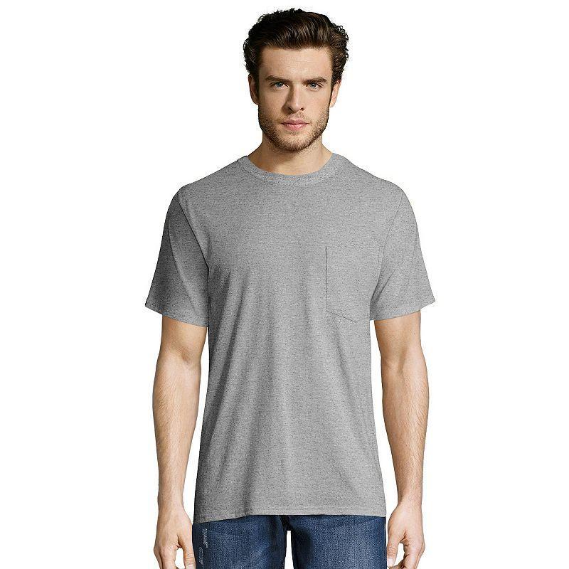 Big & Tall Hanes® Workwear 2-pack X-Temp Fresh IQ Crewneck Pocket Tees, Men's, Size: XXL, Light Silver Product Image