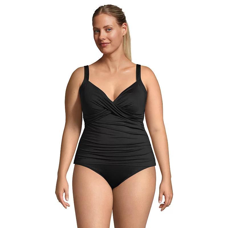 Women's Lands' End Surplice Underwire Tankini Swimsuit Top, Size: 14, Rich Brown Product Image