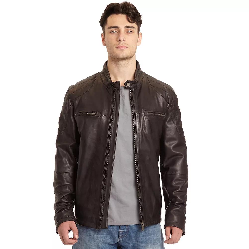 Men's Excelled Lamb Leather Moto Jacket, Size: Large, Black Product Image