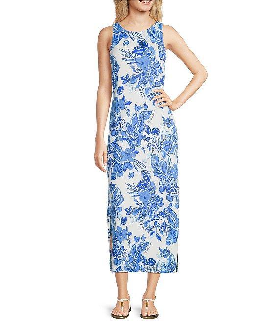 Lilly Pulitzer x Saint James Maxine Soleil Floral Print Round Neck Sleeveless Midi Dress Product Image