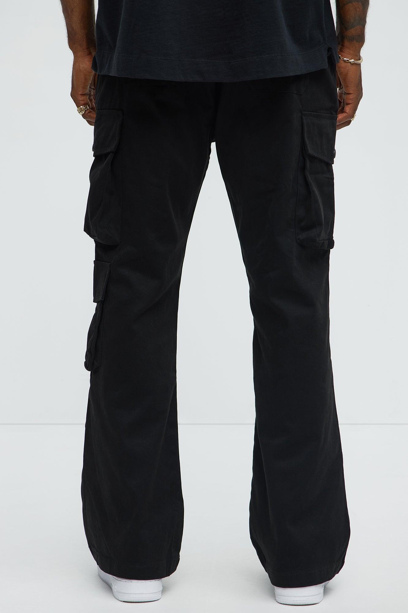 Stacked Skinny Flare 3 Way Cargo Pants - Black Product Image