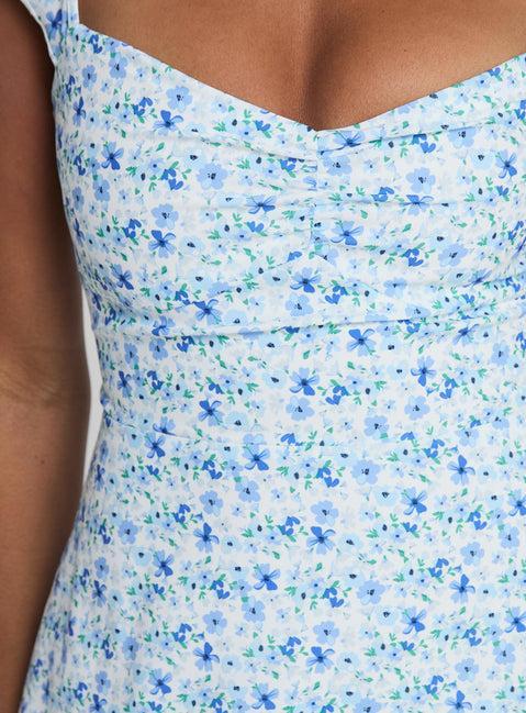 Landon Mini Dress Blue Floral Product Image