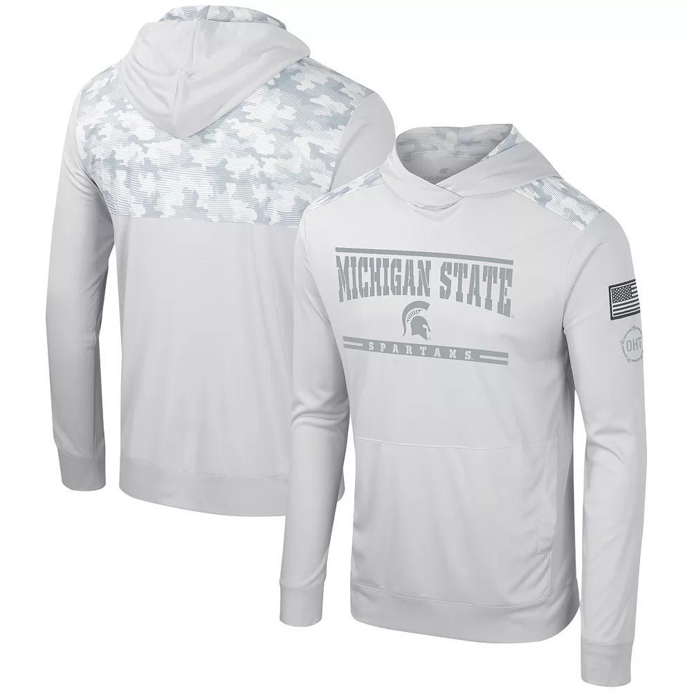 Men's Colosseum Gray Michigan State Spartans OHT Military Appreciation Long Sleeve Hoodie T-Shirt, Size: Small, Grey Product Image