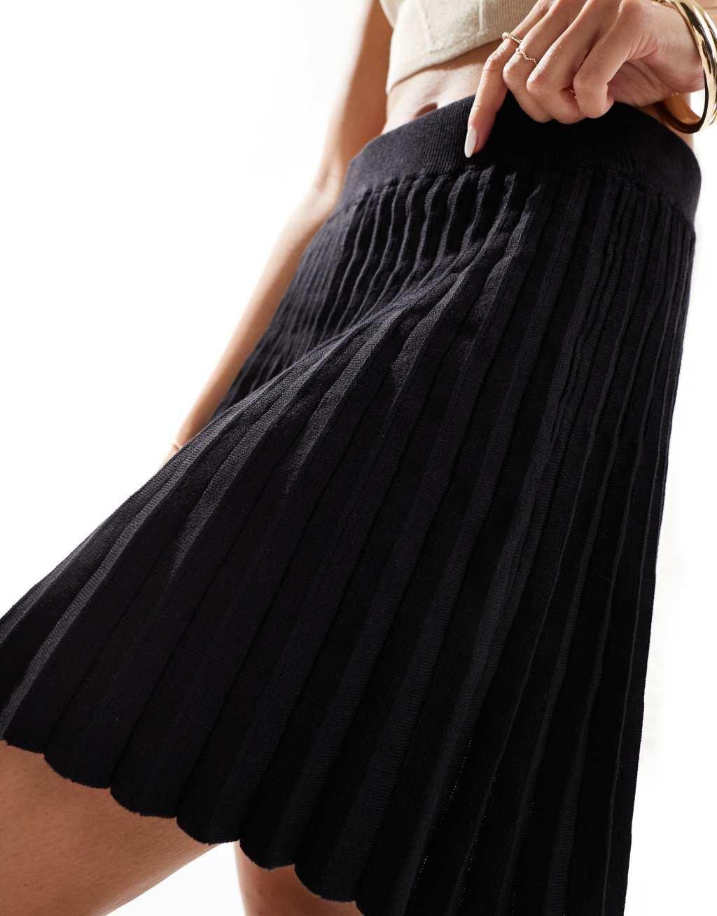 JDY high waist plisse mini skirt in black Product Image
