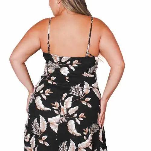 Women's Plus Sleeveless Spaghetti Strap Tropical Floral Mini Dress Female Product Image