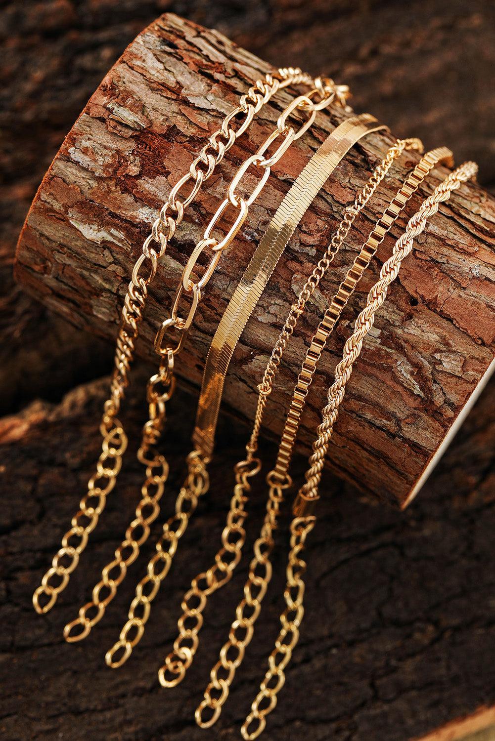 Gold Adjustable Chain Bracelet Set Product Image