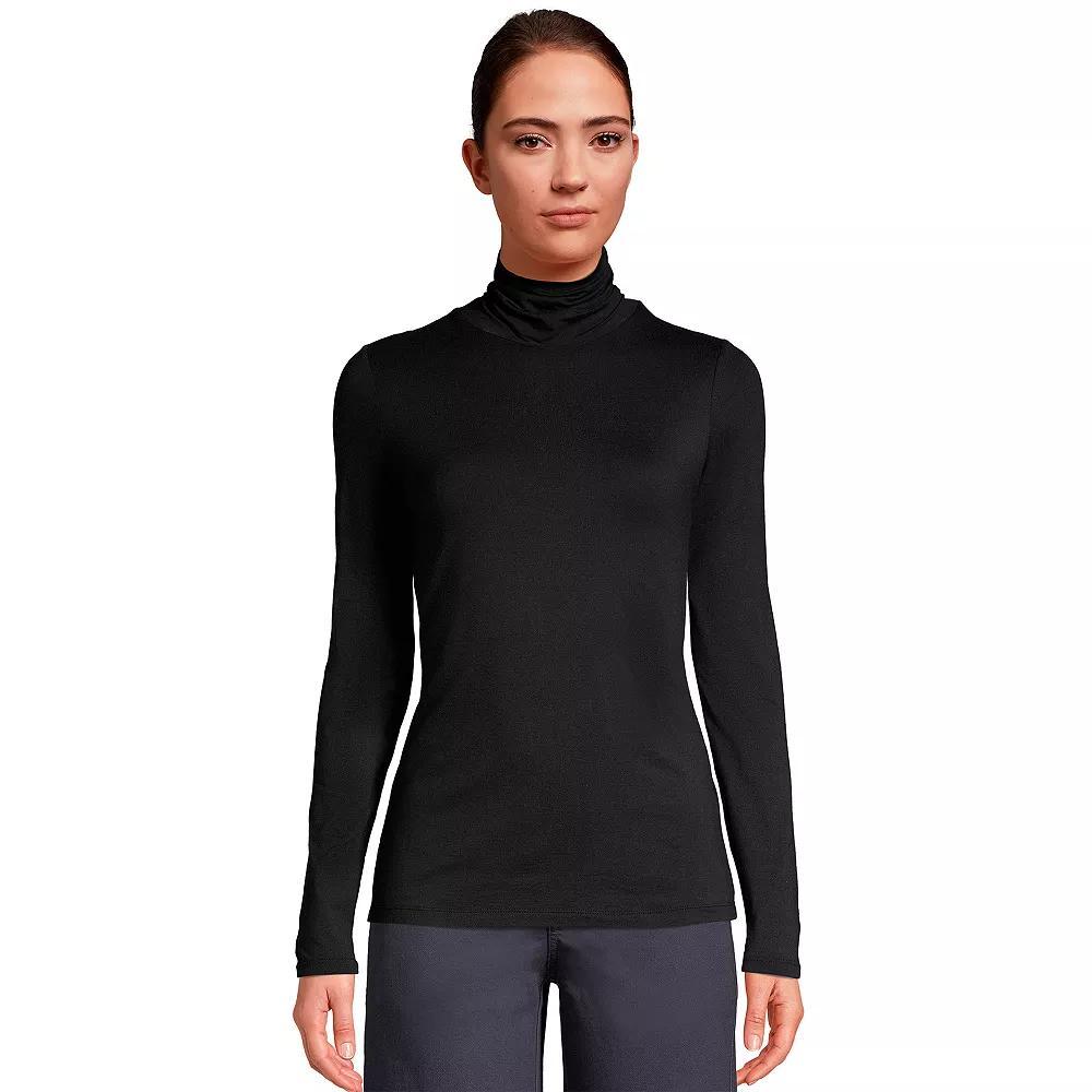 Women's Lands' End Lightweight Fitted Turtleneck, Size: Small Tall, Blue Product Image