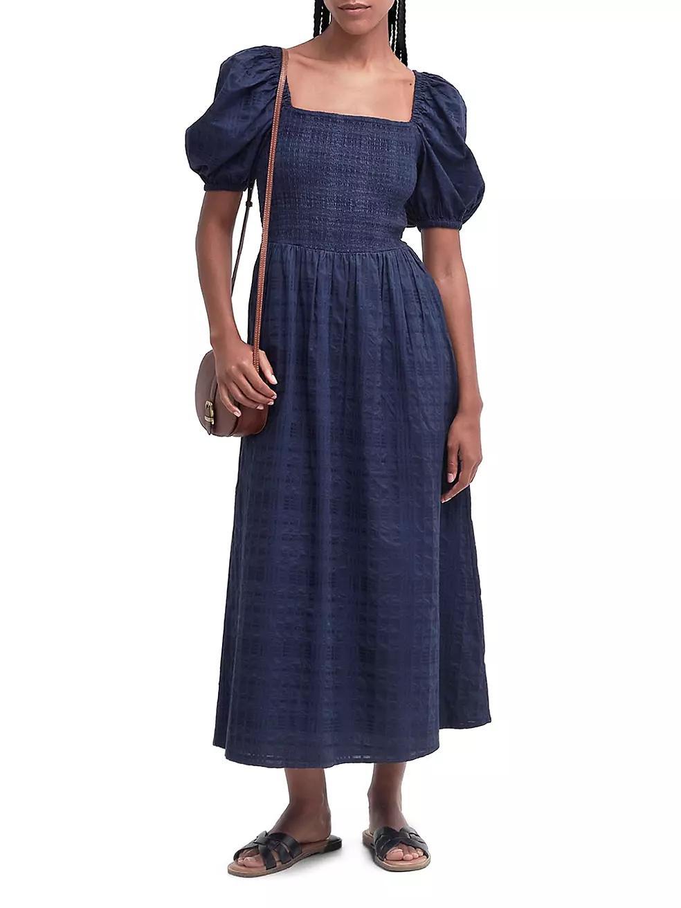 Macy Checkered Cotton Midi-Dress Product Image