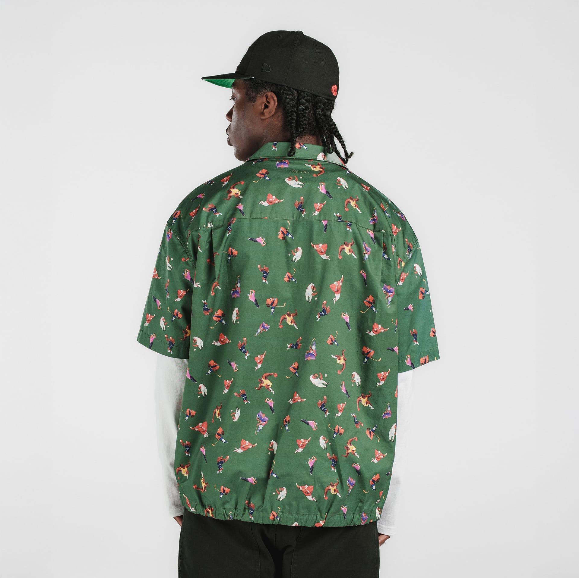 New Era Branded Resort Green Bark Open Collared Shirt Male Product Image