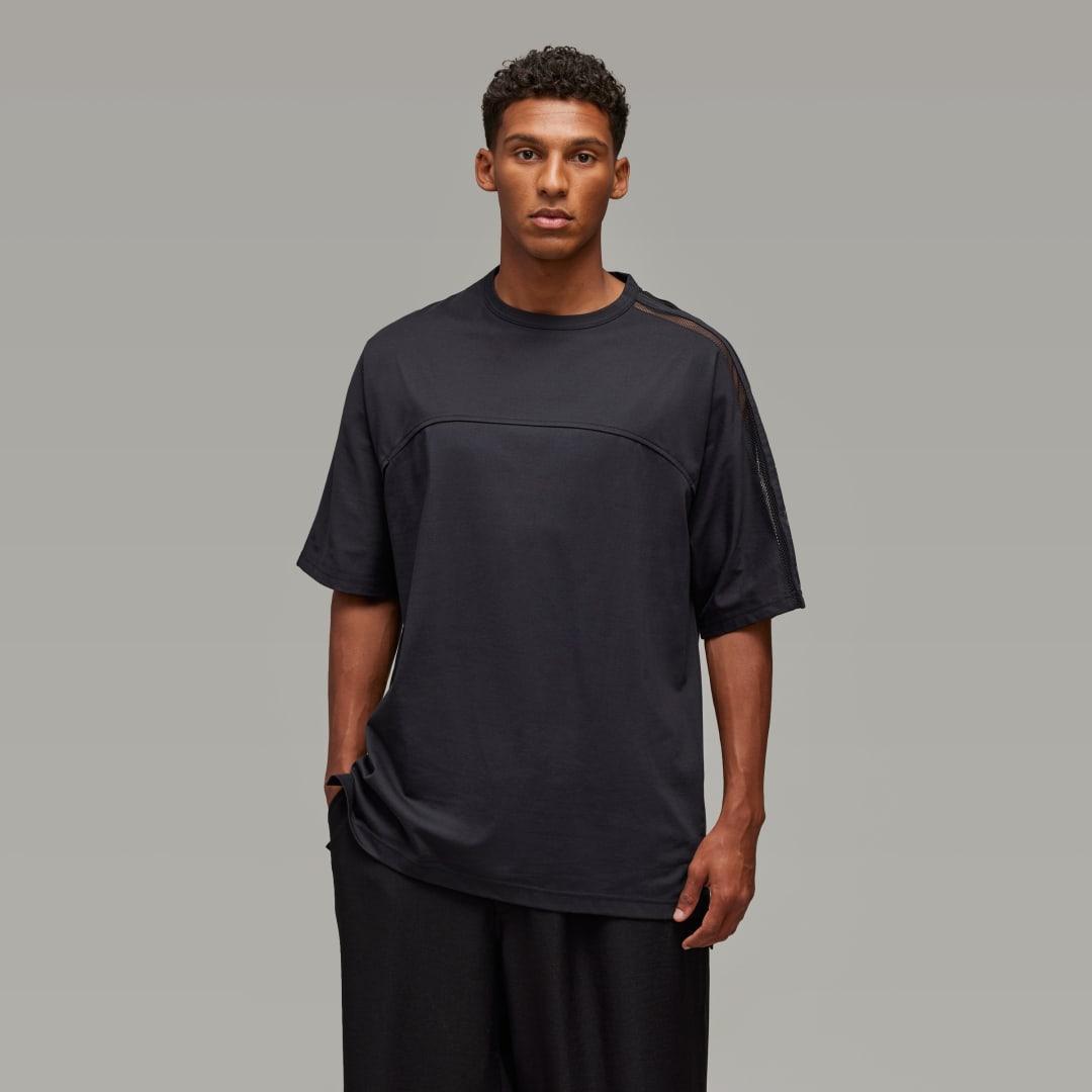 adidas Y-3 Mesh 3-Stripes Short Sleeve Tee Black L Mens Product Image