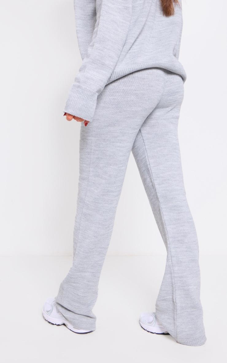 Ash Grey Soft Knit Wide Leg Sweatpants Product Image