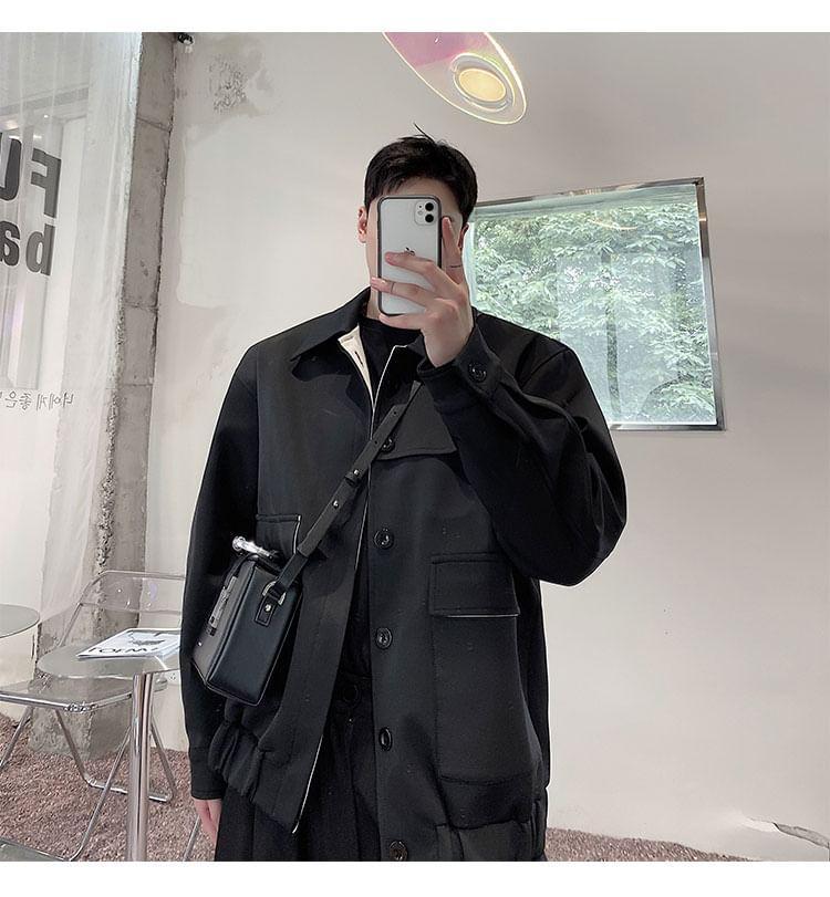 Collared Contrast Lining Button Jacket Product Image